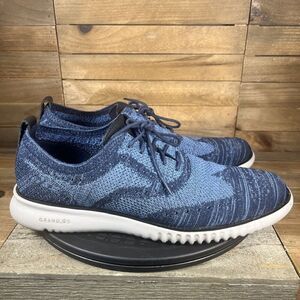Cole Haan Mens Sz 10.5M 2.ZEROGRAND Stitchlite Wingtip Blue Oxford Shoes C27946